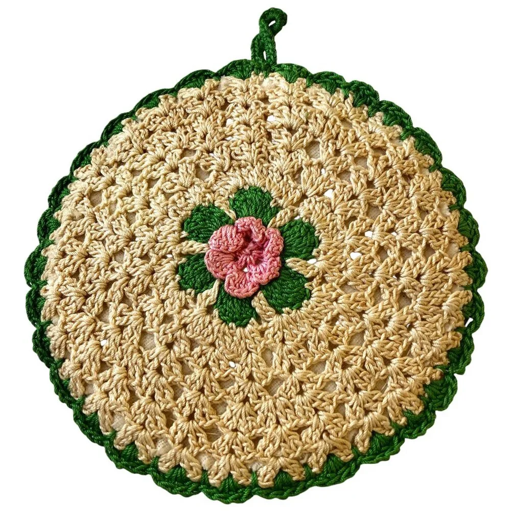 Potholder Hot Pad Hand Crochet Granny Chic Vintage Lot of 3 Small